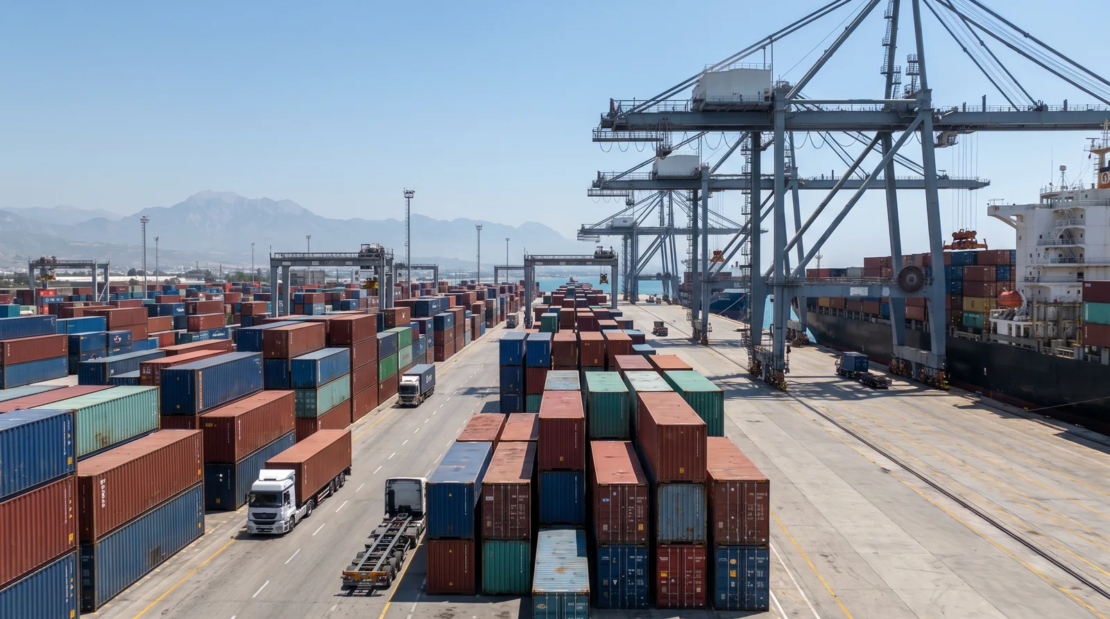 Container terminal at the Port of Mersin on Turkiye's Mediterranean coast